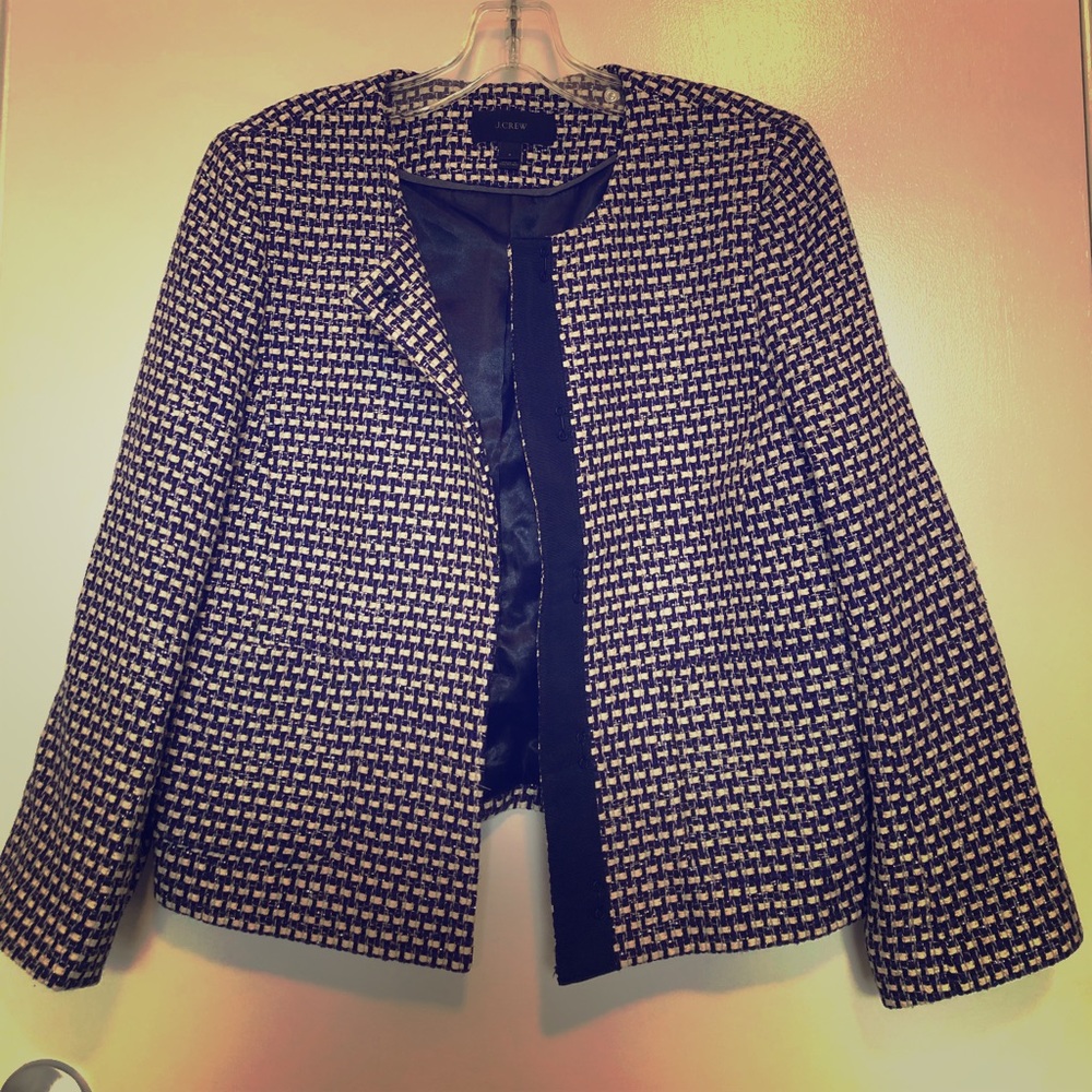 J Crew Silk & Sparkle Tweed Blazer